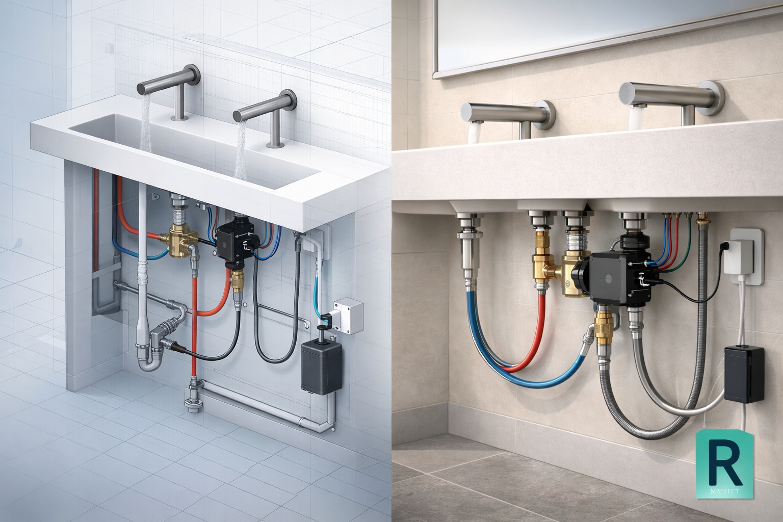BIM and Revit plumbing models for airport touchless faucets